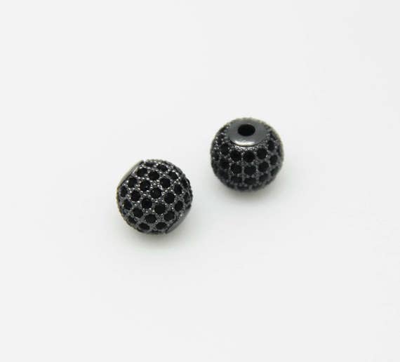 Black CZ Micro Pave 10mm Round beads