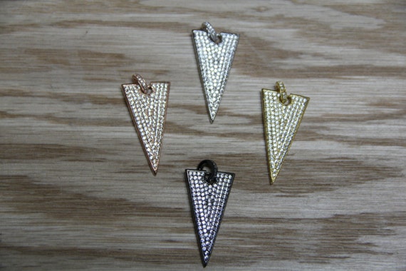 CZ Micro Pave 18x35mm  Triangle Pendant