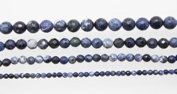 Sodalite 4-10mm faceted round beads 16" length strand