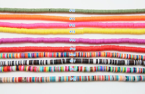 African Color Vinyl Soft Clay 6x1mm Heishi Beads 18" Strand