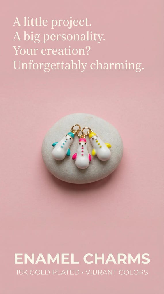 Enamel 6x15mm Penguins Charm