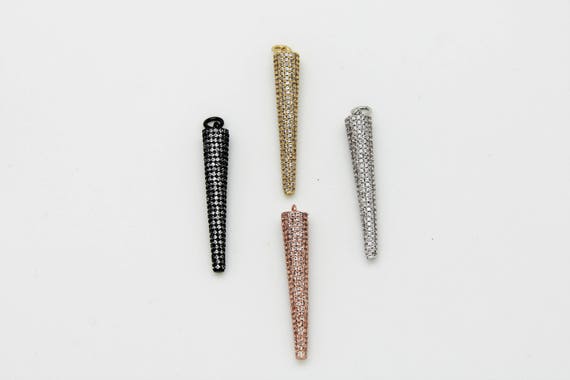 CZ Micro Pave 6x40mm Long Cone Pendant