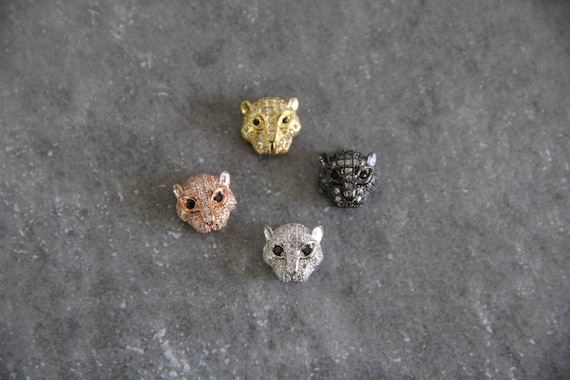 CZ Micro Pave 11mm Panther Head Beads