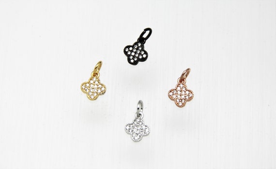 CZ Micro Pave 8mm Clover  Charm with Jump Ring