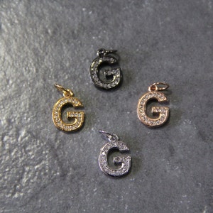 CZ Micro Pave Letter &quot;G&quot; Charm with Jump Ring