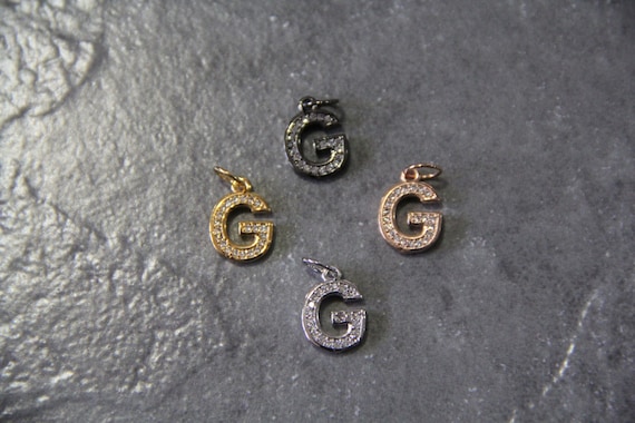 CZ Micro Pave Letter "G" Charm with Jump Ring