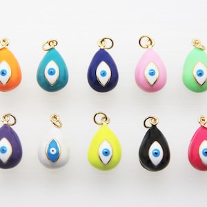 Enamel 11x15mm Evil Eye Teardrop Pendant