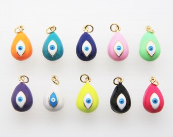 Enamel 11x15mm Evil Eye Teardrop Pendant