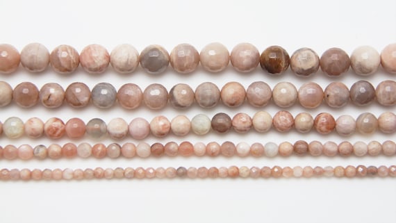 Sunstone 4-12mm faceted round beads 16" length strand