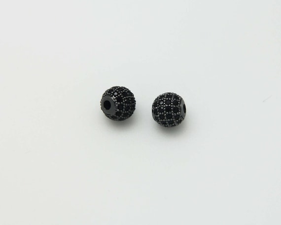 Black CZ Micro Pave 8mm Round beads