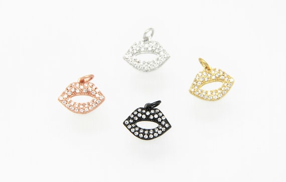 CZ Micro Pave 10x15mm Lip Charm with Jump Ring