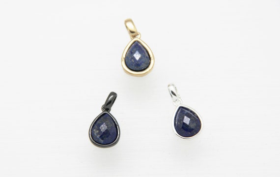 Lapis Lazuli 10x12mm Teardrop Shape Brass Bezel Setting Pendant