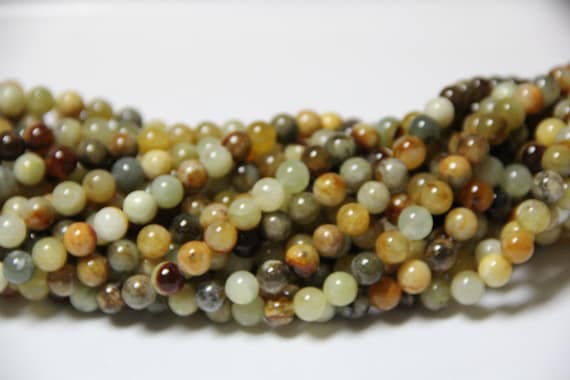 Flower Jade 8mm smooth round beads 16" length full strand