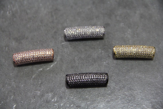 CZ Micro Pave 9x30mm Curve Tube