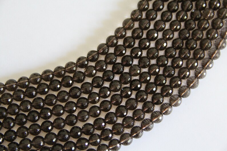 Smoky Quartz 10mm faceted round beads 16 length strand image 3