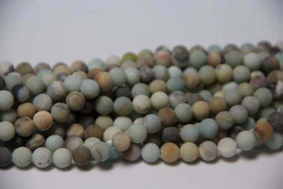 Flower Amazonite 8mm smooth Matt Finish round beads 16" length full strand