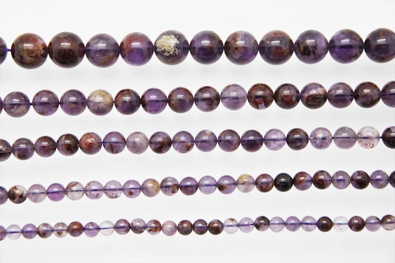 Amethyst Rutilated Quartz mm smooth round beads 16" length full strand