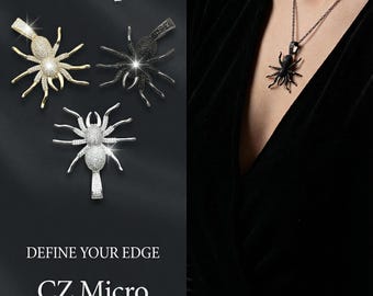 CZ Micro Pave 50mm Spider Pendant With CZ Bail