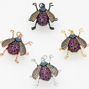 CZ Micro Pave 23x30mm Ladybug Pendant