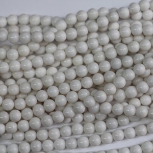 White Jade 8mm smooth round beads 16&quot; length full strand