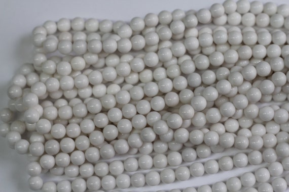 White Jade 8mm smooth round beads 16" length full strand