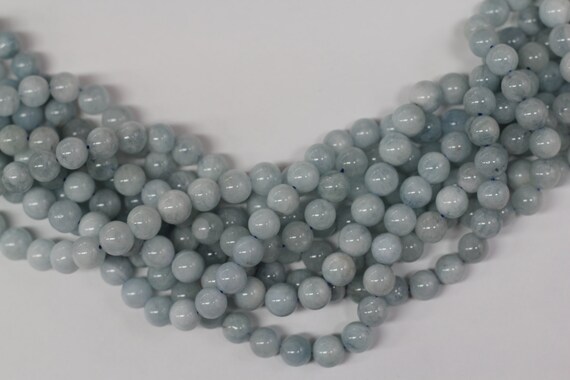 Aquamarine 8mm smooth round beads 16" length strand