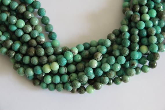 Green Grass Agate 10mm faceted round beads 16" length strand