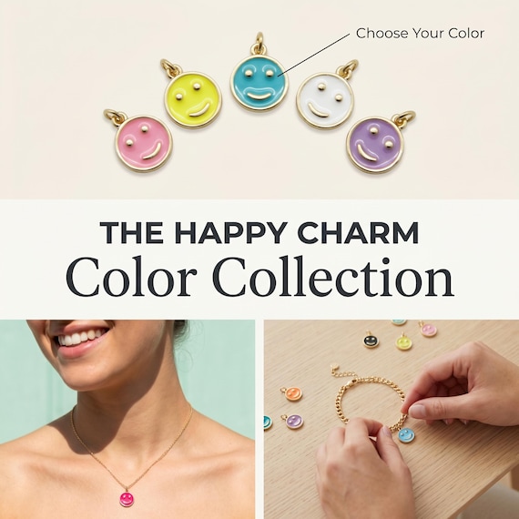 Enamel 11mm Smiley Pendant