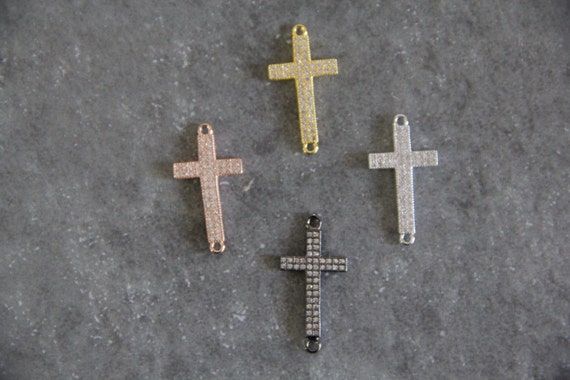 CZ Micro Pave 14x21mm Cross Connectors