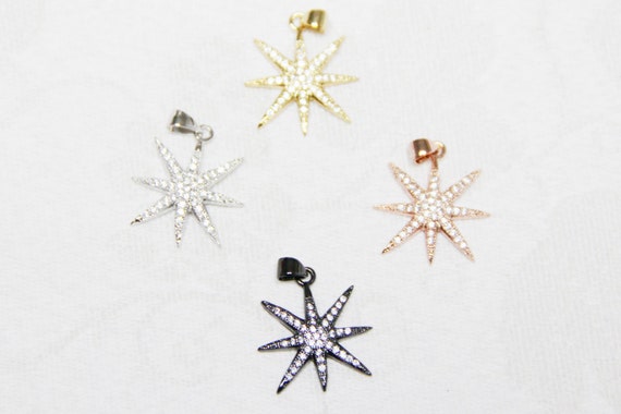 CZ Micro Pave 23mm Starburst Pendant