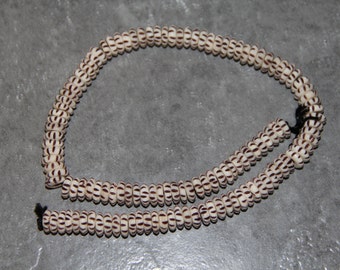 Buffalo Bone Carved Roundel Beads, 18" long full strand