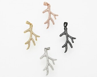 CZ Micro Pave 30x40mm Branches with CZ Bail Pendant