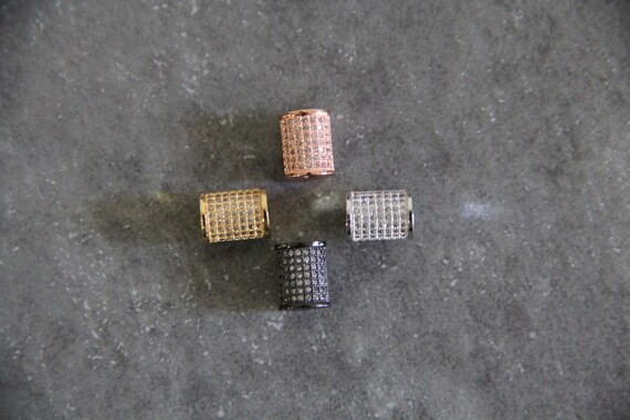 CZ Micro Pave 8x10mm Round Tube Beads