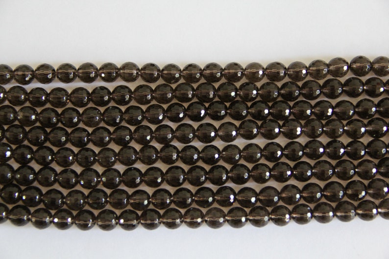 Smoky Quartz 10mm faceted round beads 16 length strand image 4