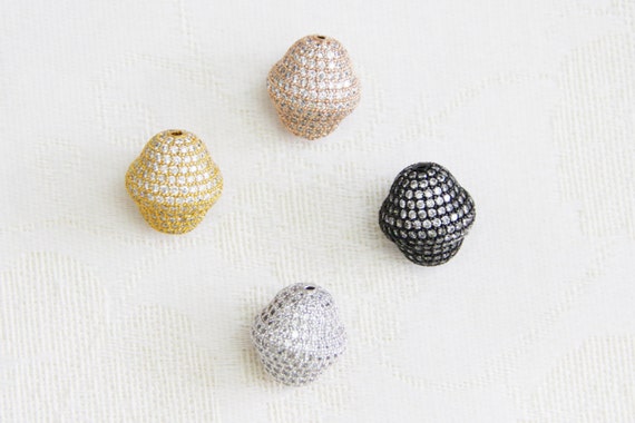 CZ Micro Pave 16x18mm  Double Cone  Beads
