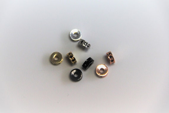 Black CZ Micro Pave 7mm Spacer Beads