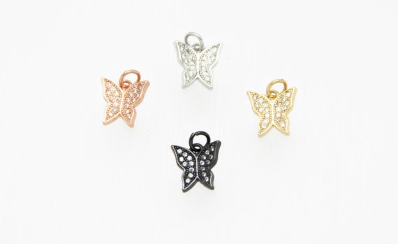 CZ Micro Pave 12mm BUtterfly  Charm with Jump Ring