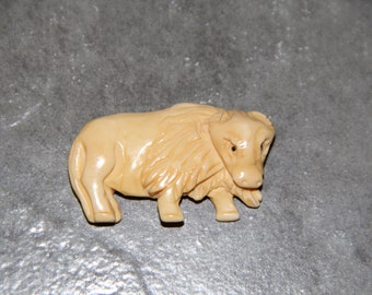 One Piece Buffalo Bone Carved Bull