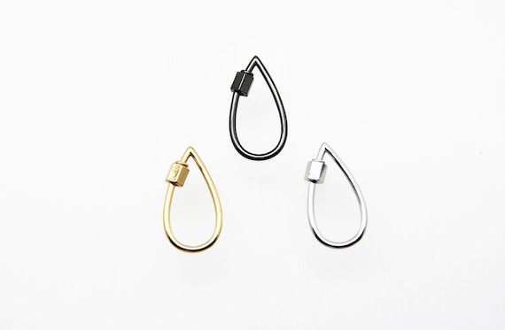 Plain Brass 16x30mm Teardrop Screw Clasp Carabiner