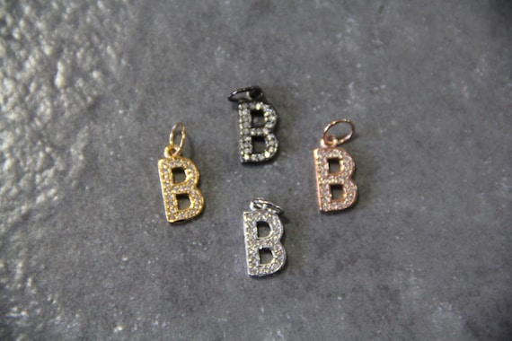 CZ Micro Pave Letter "B" Charm with Jump Ring