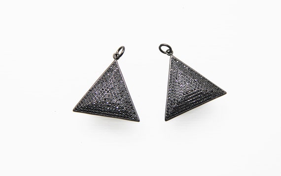 Black CZ Micro Pave 28mm  Triangle Pendant