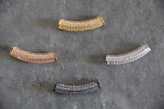 CZ Micro Pave 6x30mm Curve Tube