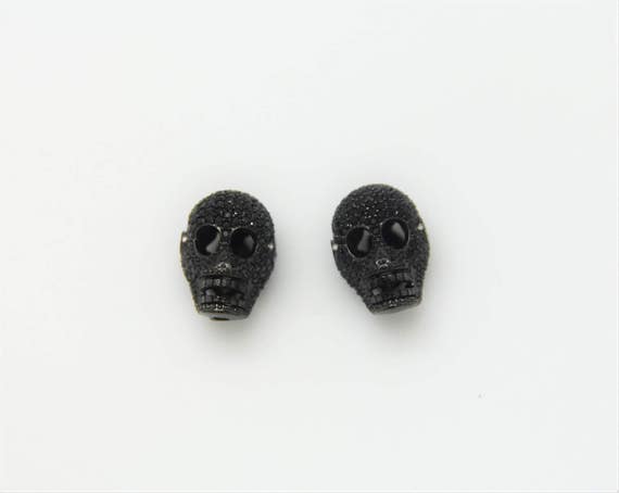 Black CZ Micro Pave 11x18mm  Skull  Beads