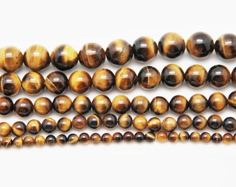 Tiger Eye 4-12mm smooth round beads 16" length full strand