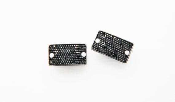 Black CZ Micro Pave 15x21mm Rectangle Shape Connector with Hole