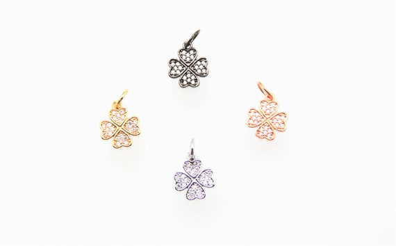 CZ Micro Pave 12mm Clover Charm with Jump Ring