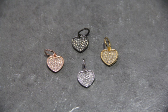 CZ Micro Pave 11mm Heart  Charm with Jump Ring