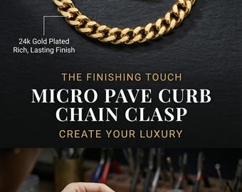 CZ Micro Pave 8x30mm Curb Chain Clasp