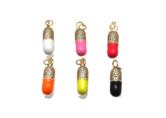 CZ Enamel 6x17mm Capsule Charm