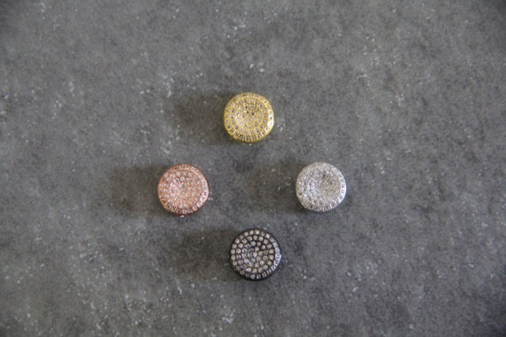 CZ Micro Pave 11mm Coin  Beads